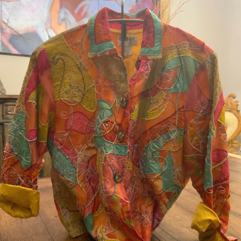 Fun print beaded jacket